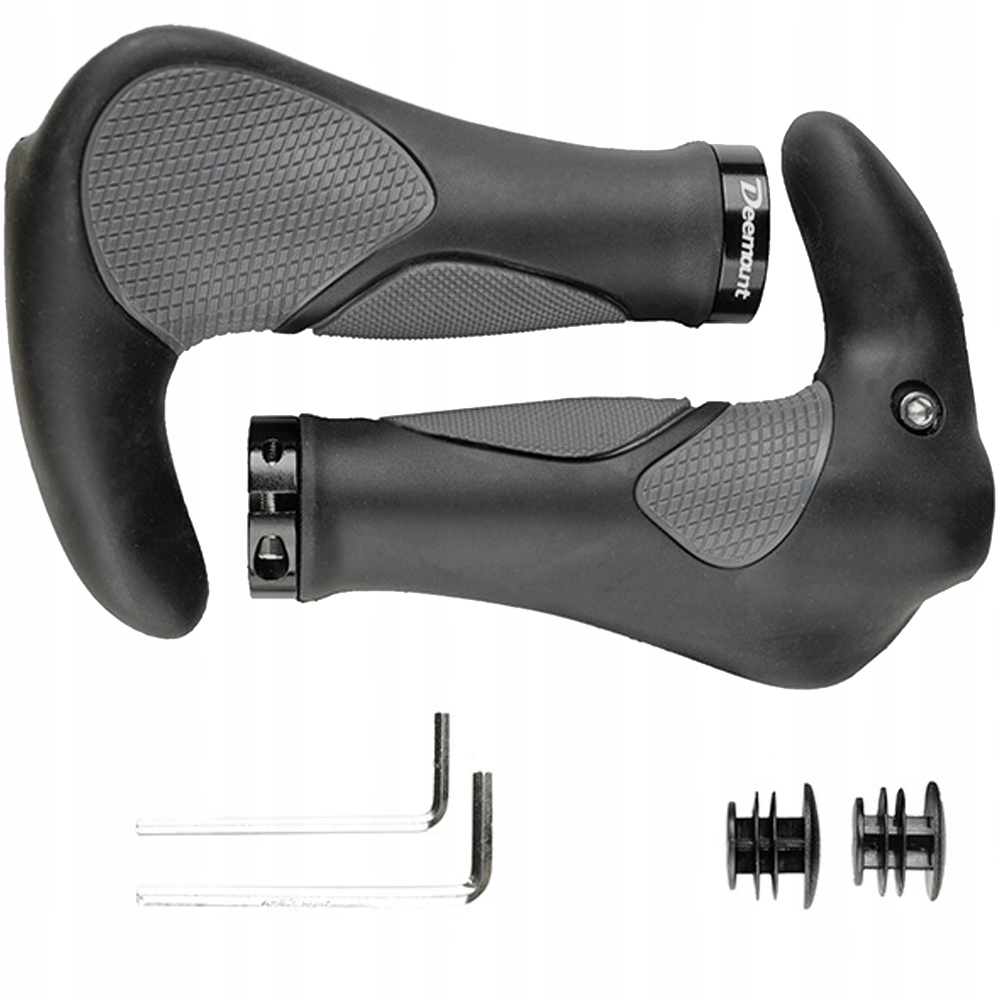 CHWYTY ROWEROWE ERGONOMICZNE GRIPY ROGI CZARNE ANTYPOŚLIZGOWE RĄCZKI