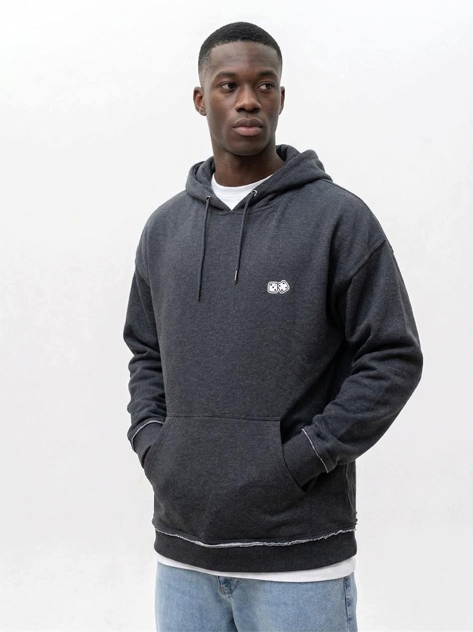 Mikina S Kapucí Loose Fit Pánská Grafitová Lucky Dice Hoodie Small Dice M