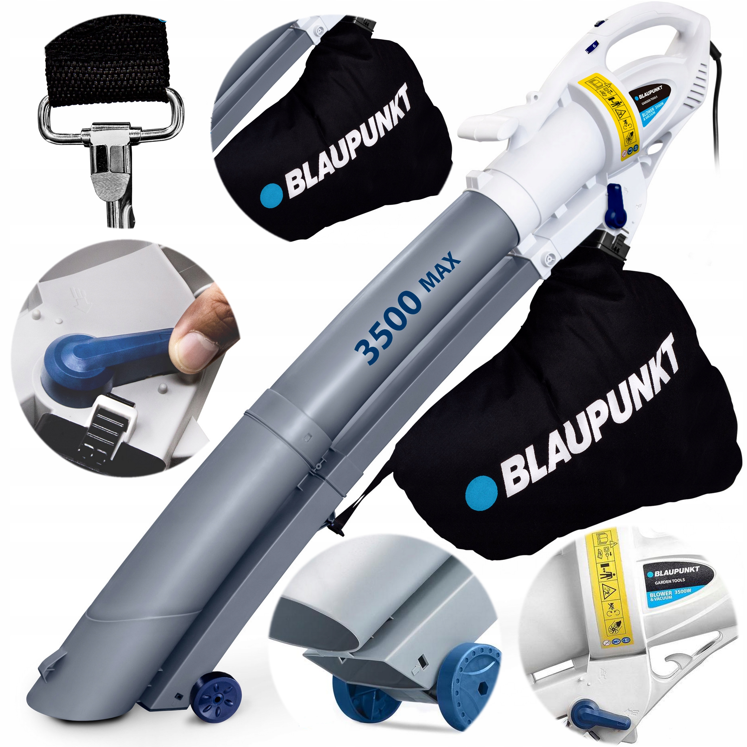 Vysavač Foukač Blaupunkt Regulace 45L 3V1 Drtič 3500W