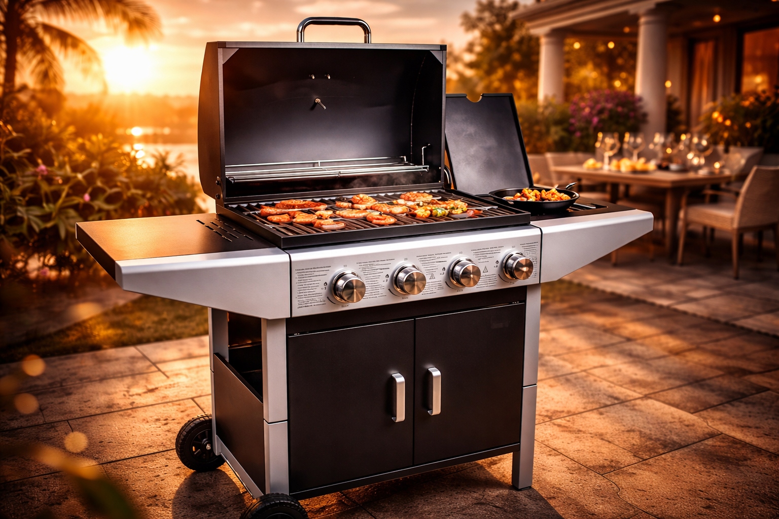 MOCNY GRILL GAZOWY STALOWY RUSZT ŻELIWNY 3+1 GO-3X WĄŻ i REDUKTOR 10,6kW Marka Ravanson