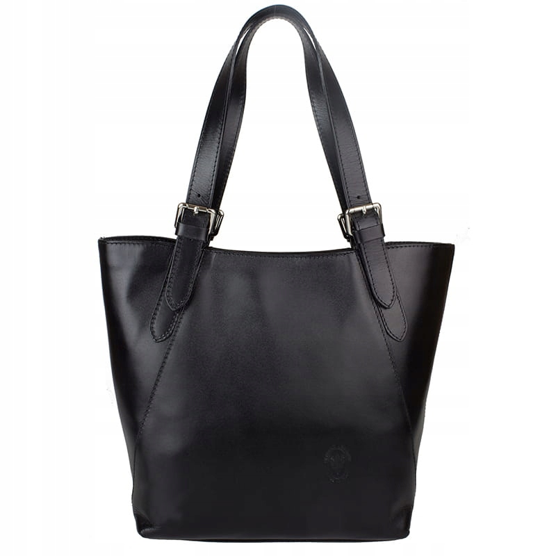 

Duża włoska torebka skórzana Vera Pelle- czarna.