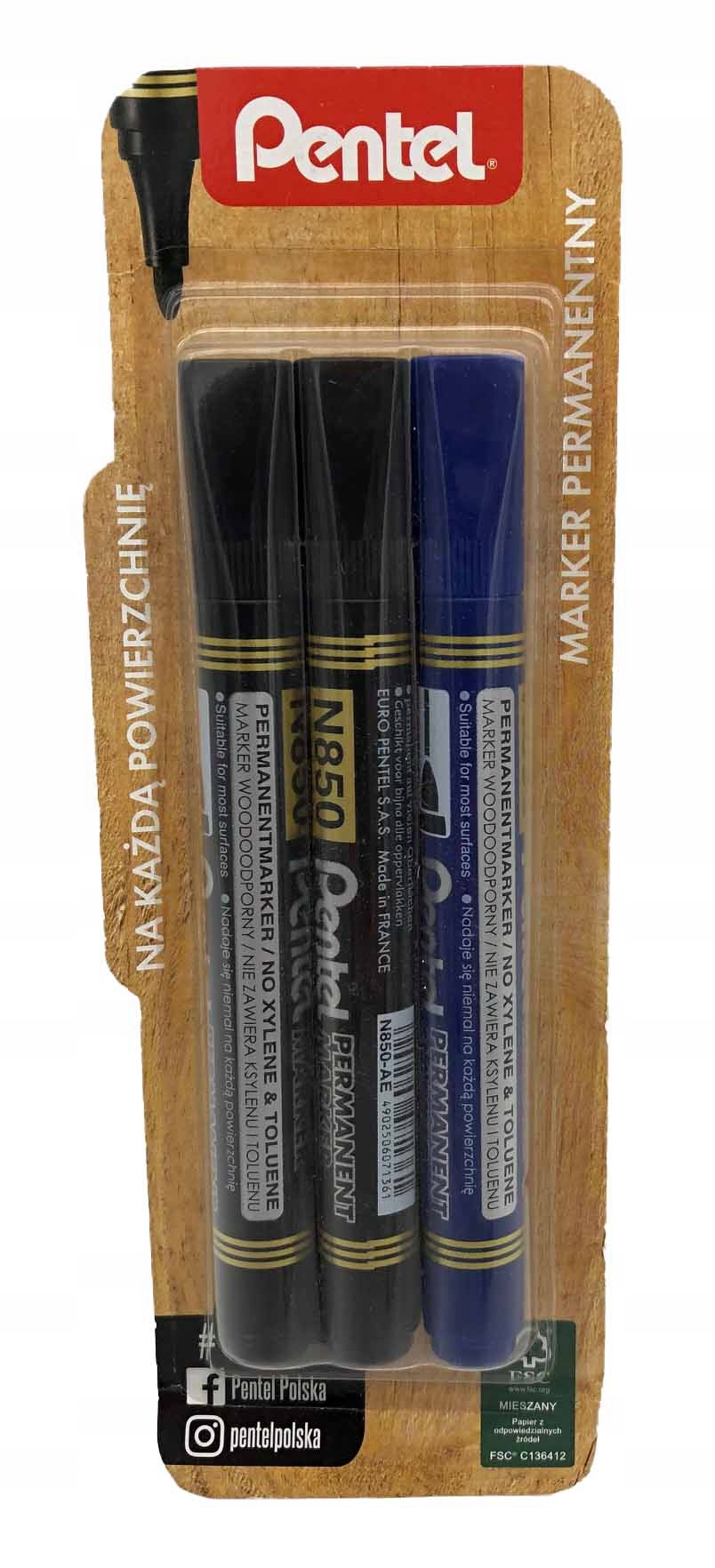 

Marker Permanentny 3szt Komplet Pentel