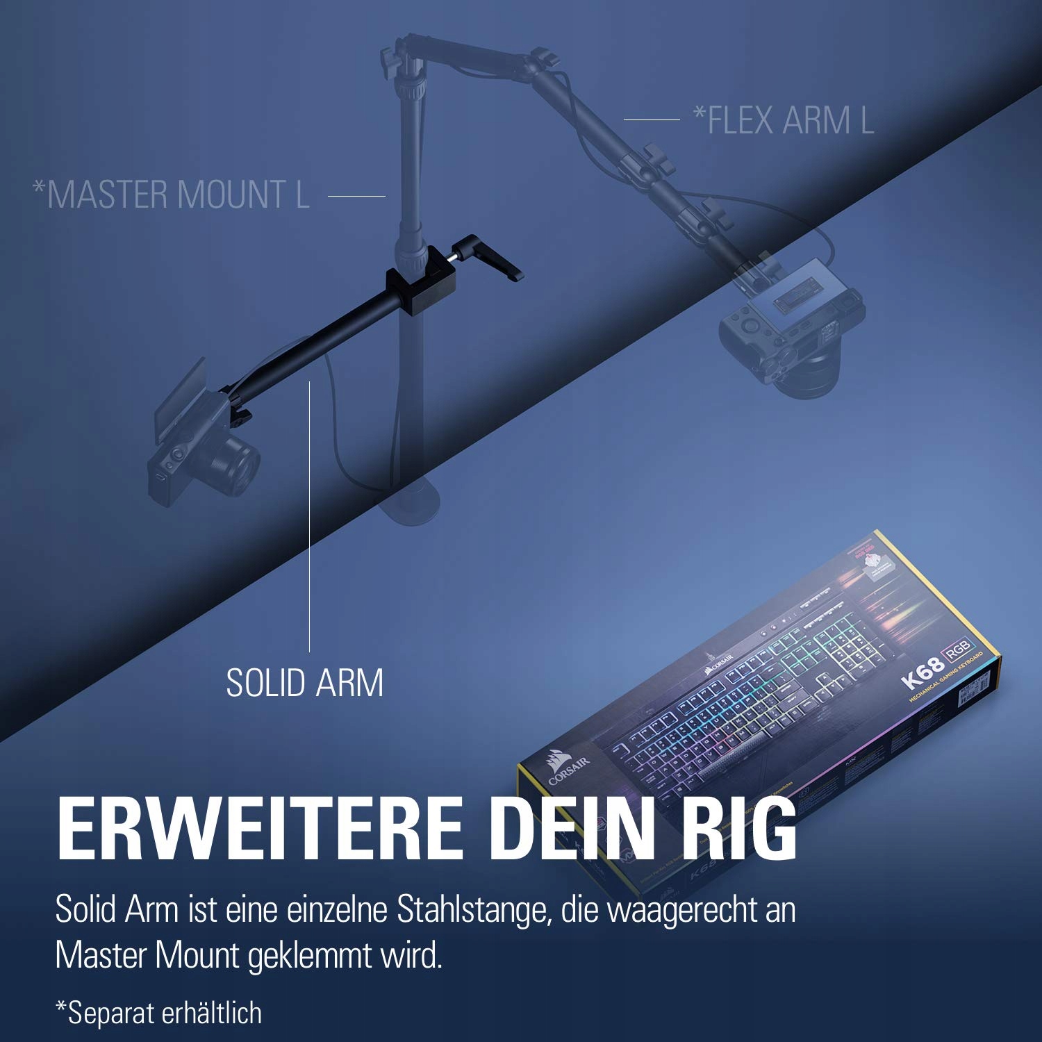 ELGATO Solid Arm Uchwyt Do Oświetlenia Kamer Mikrofonów Streaming Studio — miniatura 6