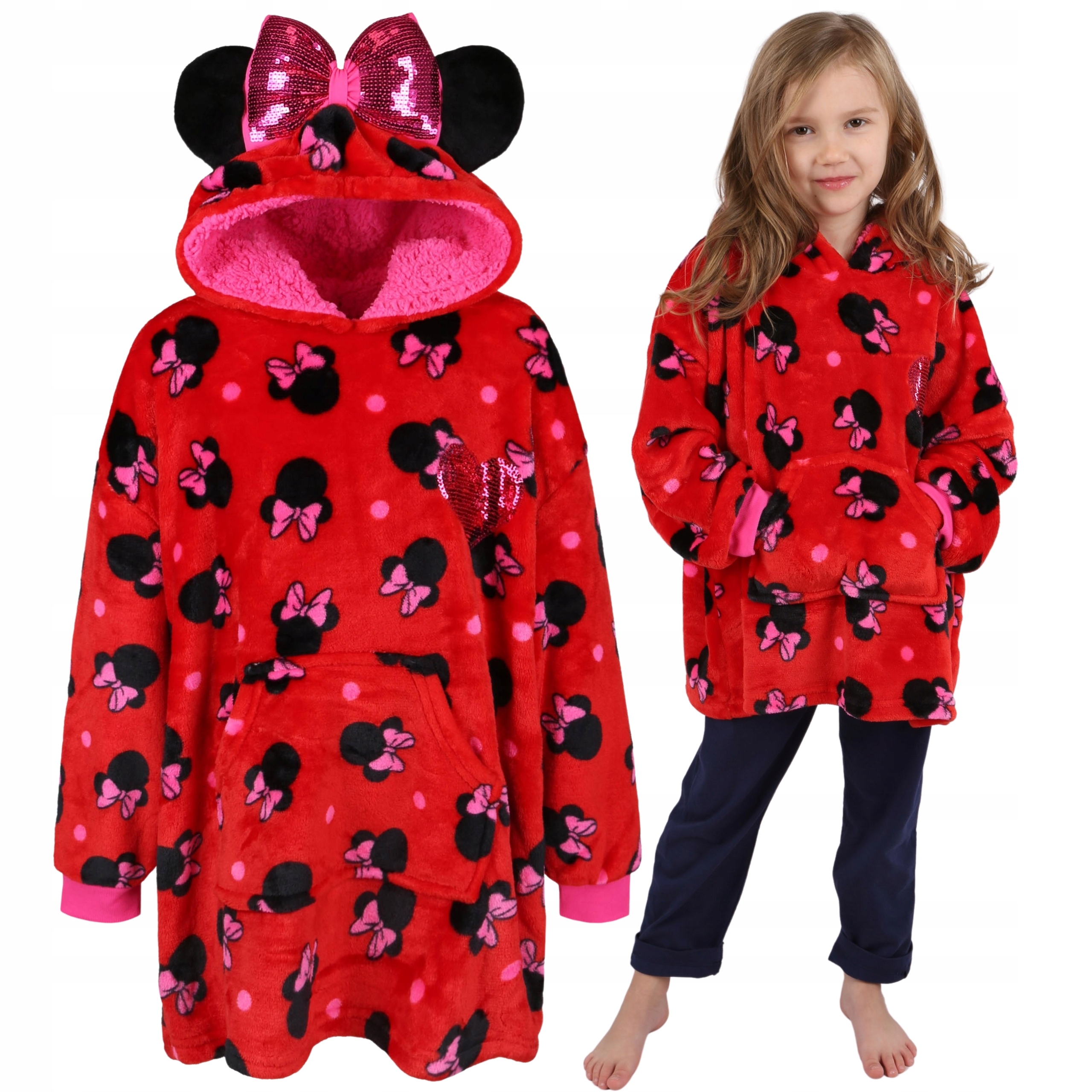Czerwona bluza/szlafrok Myszka Minnie 104-116 cm
