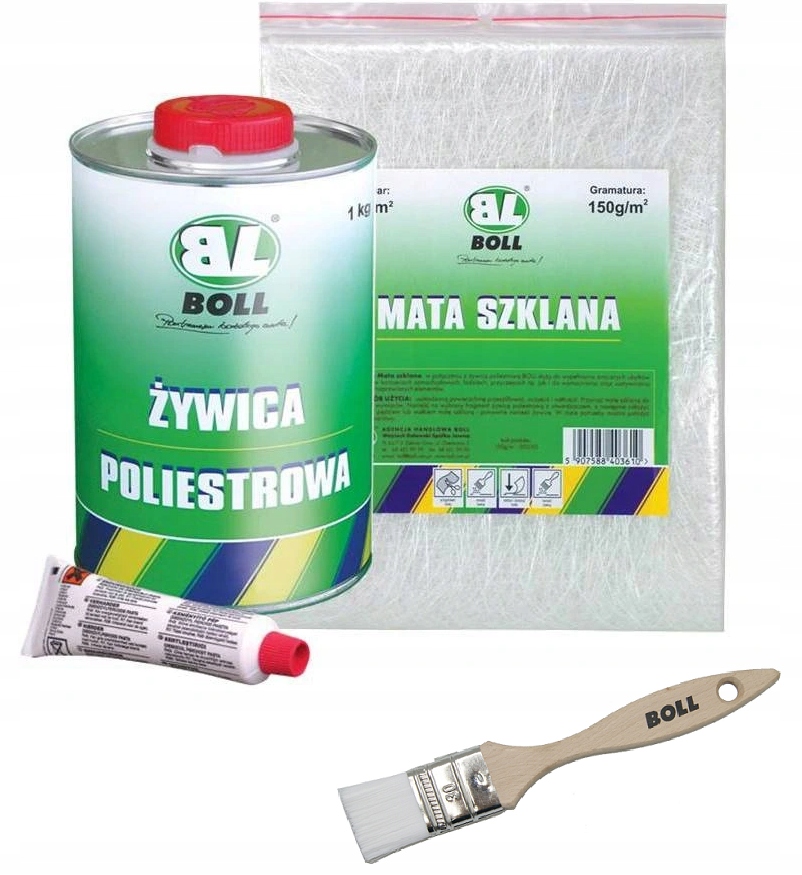Zestaw Żywica poliestrowa Boll 1 Kg+ mata 150 pędzel