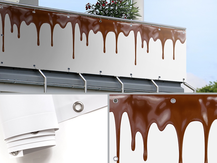 Mata osłonowa balustradowa z nadrukiem CZEKOLADA