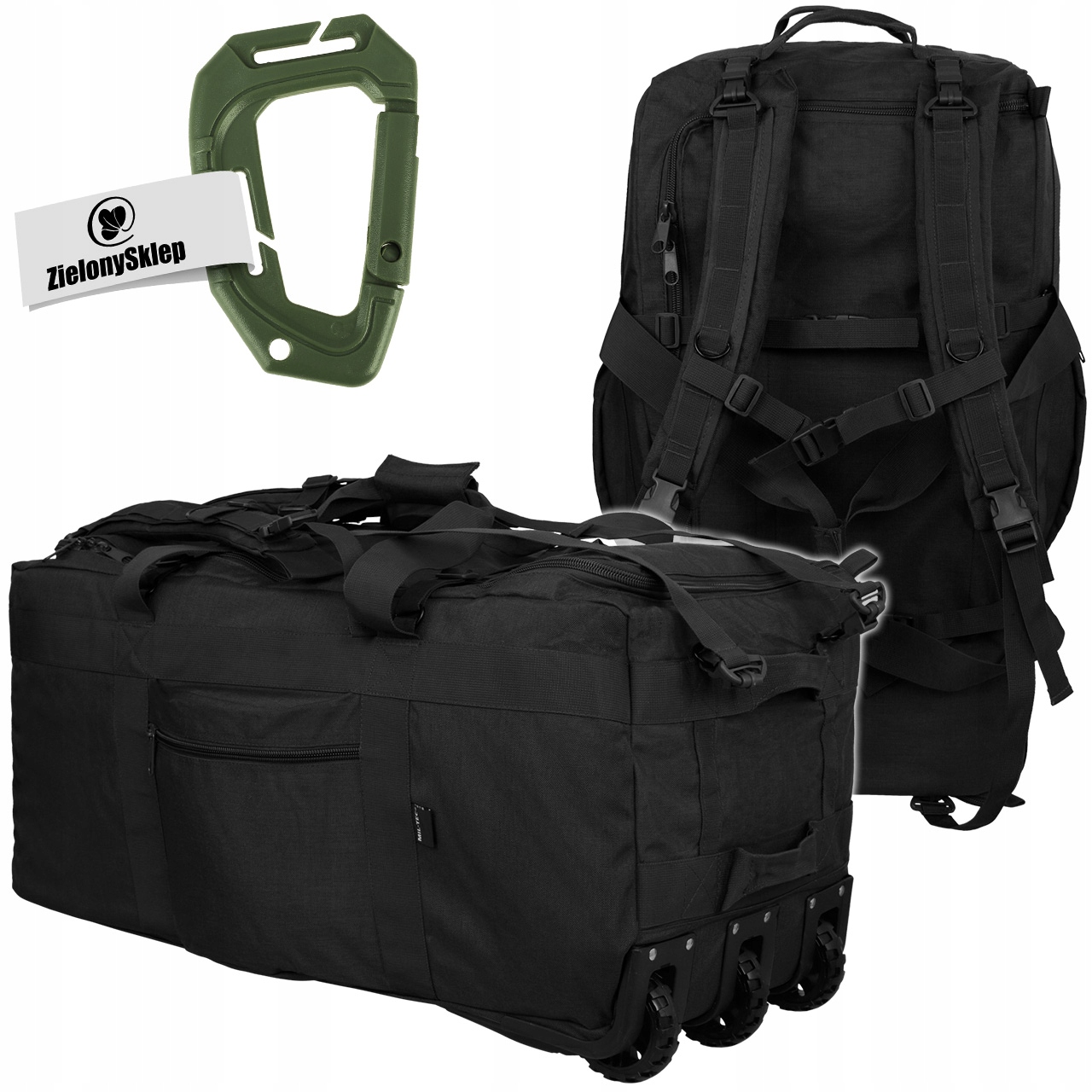 Mil-tec Wojskowa Torba Plecak 2w1 Na Kółkach 110L Czarna +gr.