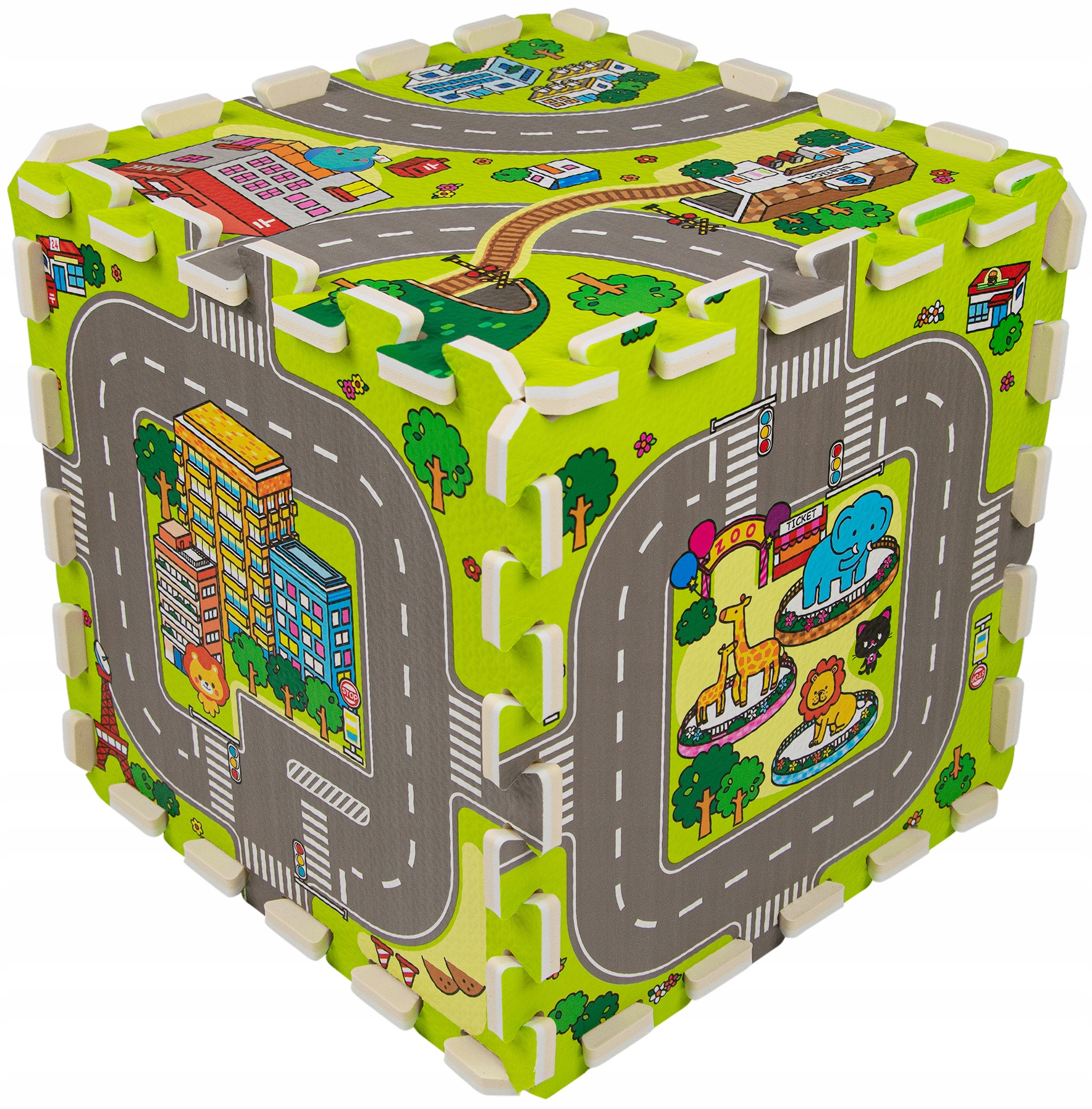 MATA PIANKOWA PUZZLE 180x90x1 MIASTO ULICE DROGI