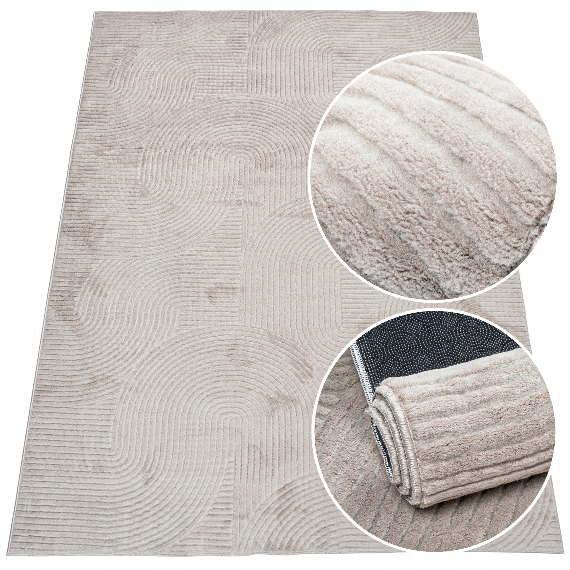 Béžový koberec Do Obývačky, spálne, mäkký, 120x170cm