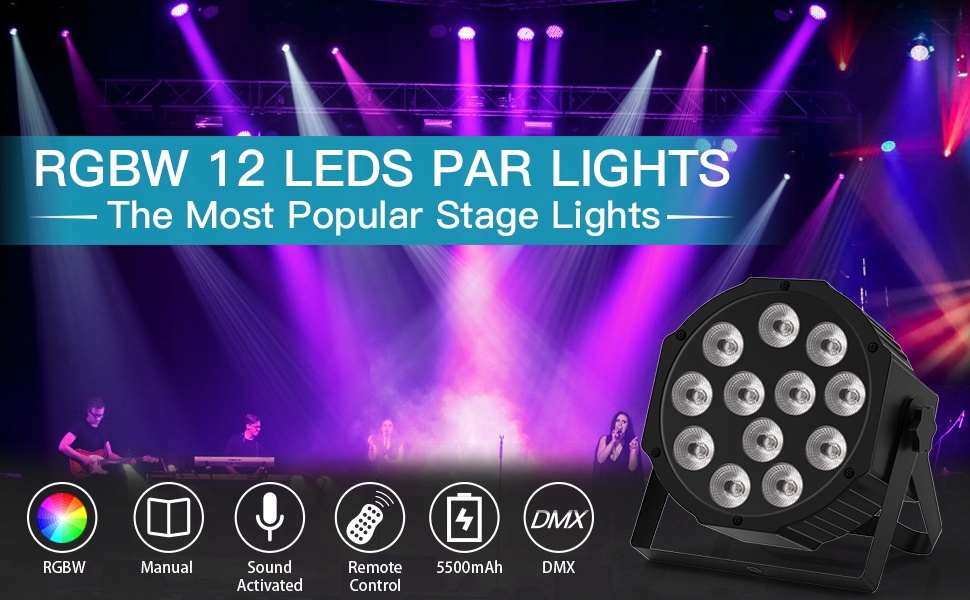 Reflektor Dyskotekowy RGB 12 LED Party stroboskop zestaw 4x Model B347