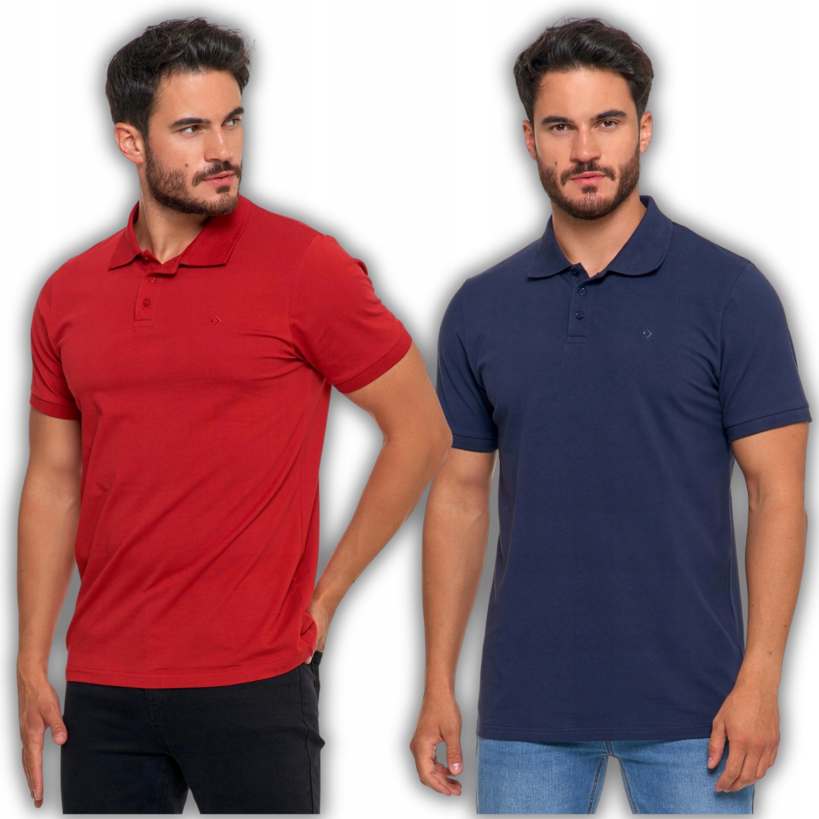2x Tričko Pánské Polo Bavlněné Polo Tričko s límcem Moraj M
