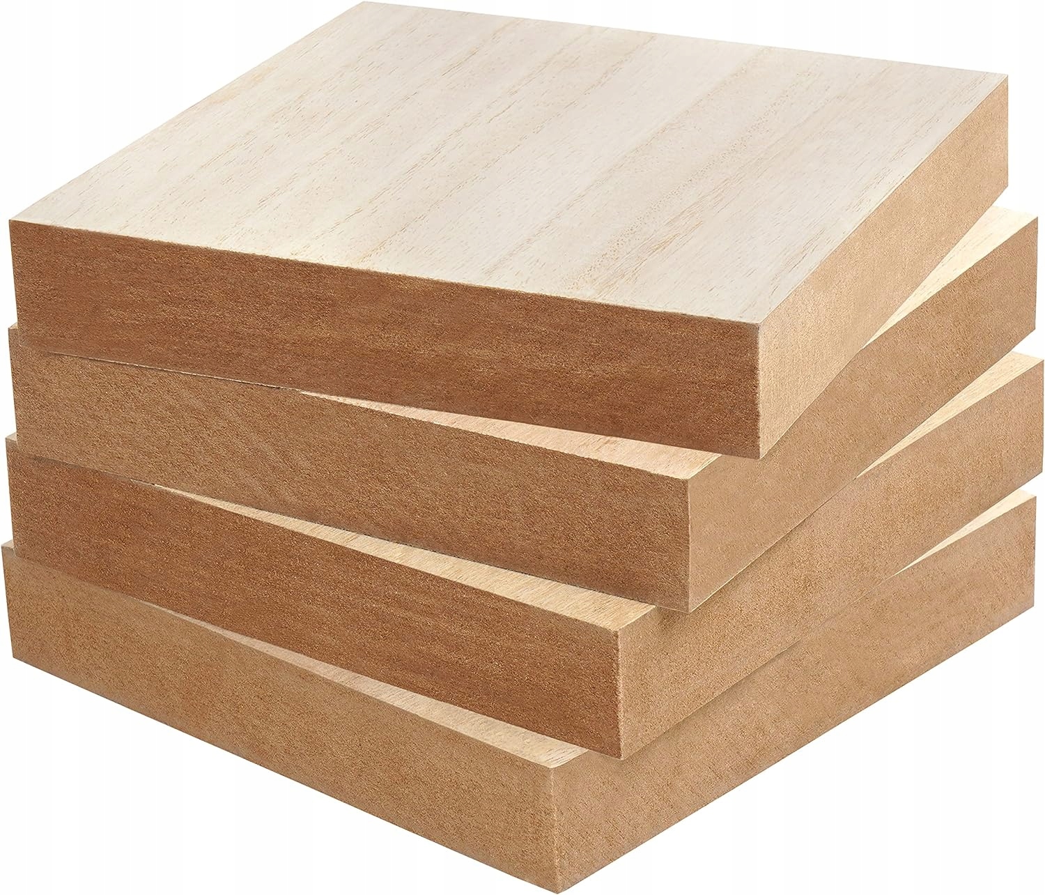 Belle Vous Štvorcové dosky zo surového dreva MDF (Sada 4) - 15x15x2,5 cm