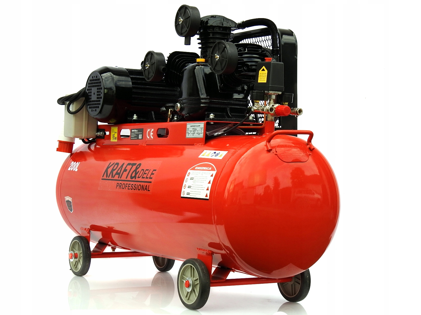 KOMPRESOR OLEJOWY 200L ZE SPRĘŻARKĄ 5.9KM 690 l/min Model kd408 200L 8 Bar