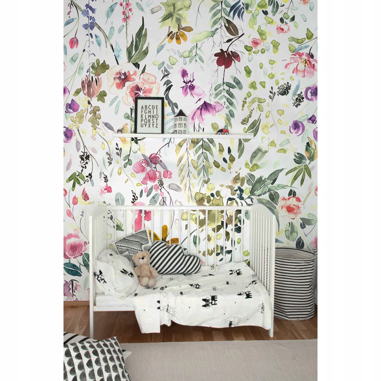 

Tapeta ścienna Kolorowe kwiaty i liście 250x104 cm