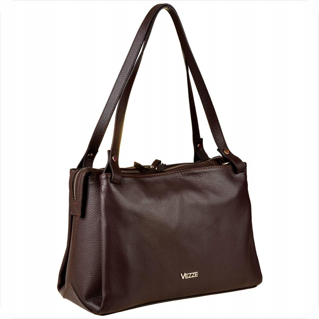 Vezze italská kožená taška shopper bag hnědá čokoláda