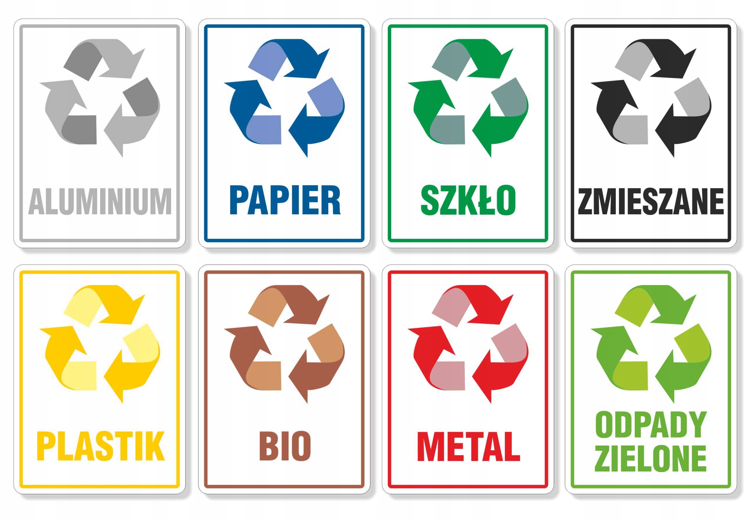 

Segregacja Nalepka na śmietnik Zestaw 8szt 20cm