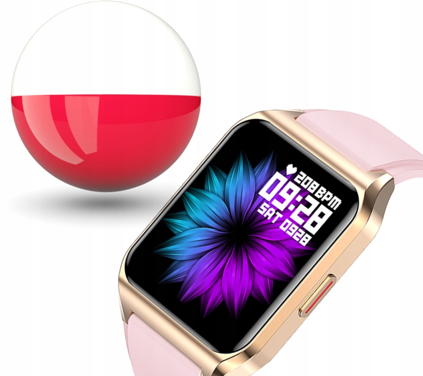 SMARTWATCH DAMSKI ROZMOWY TERMOMETR MENU PL GRAWER Typ naręczny