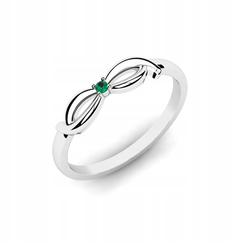 

Pierścionek Z Białego Złota Z Zieloną Cyrkonią 14K