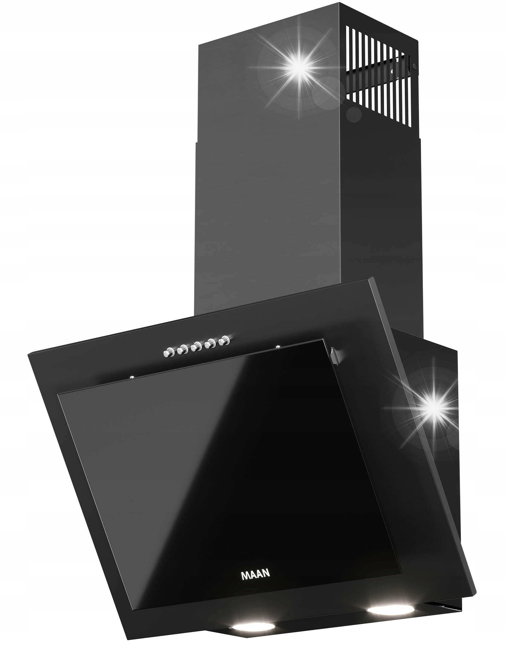 Okap kuchenny kominowy Maan Vertical Pg 60 cm Czarny Przyścienny Skośny