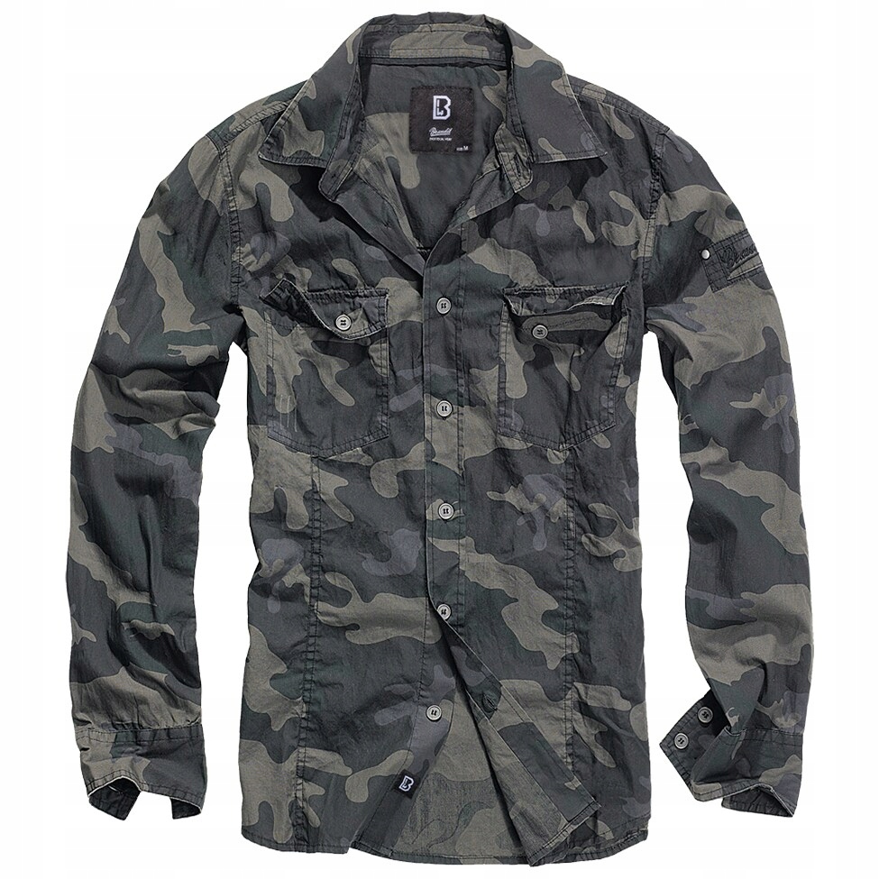 Košile s dlouhým rukávem maskáčový Brandit Slim Fit s dlouhým rukávem Dark Camo XXL