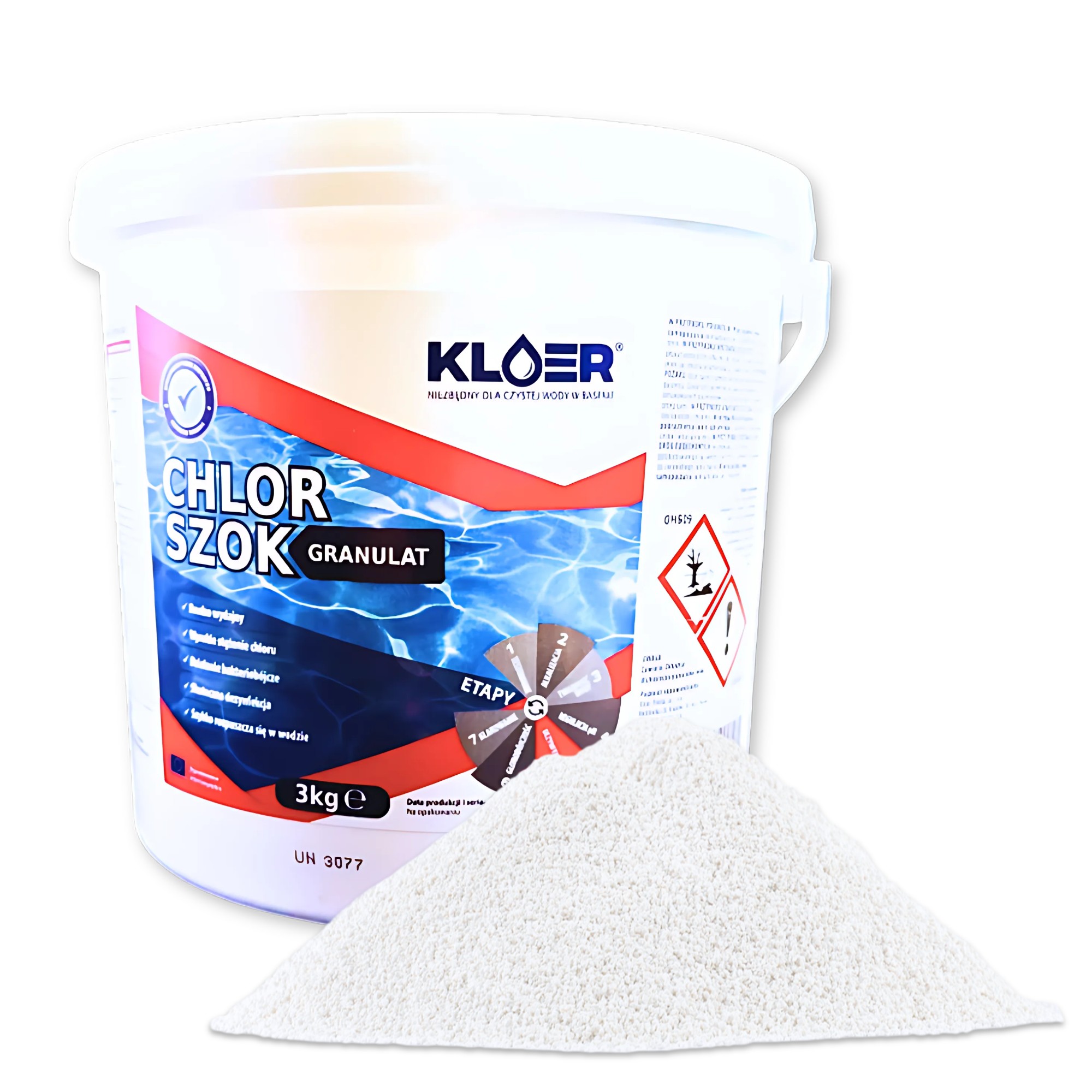 Kloer Chlor Szok granulki Chlor do Basenu Spa szokowe chlorowanie wody 3kg