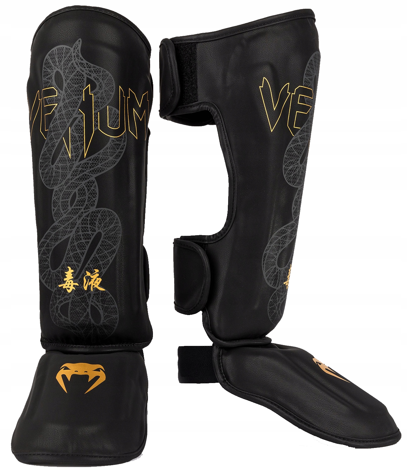 Venum Serpenti Shin Guards chrániče holení Black/Silver/Gold XL