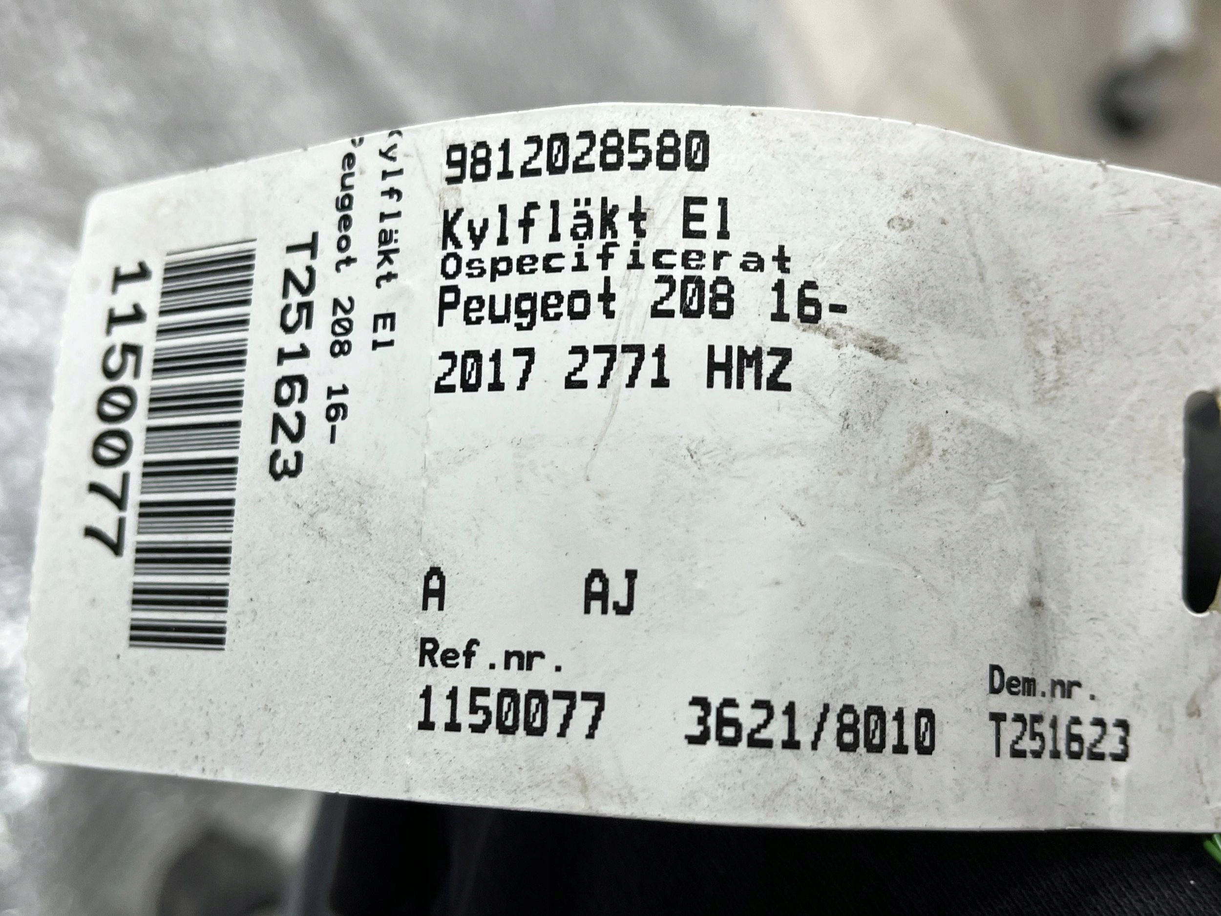 Ventola radiatore Peugeot 208 e 9812028580