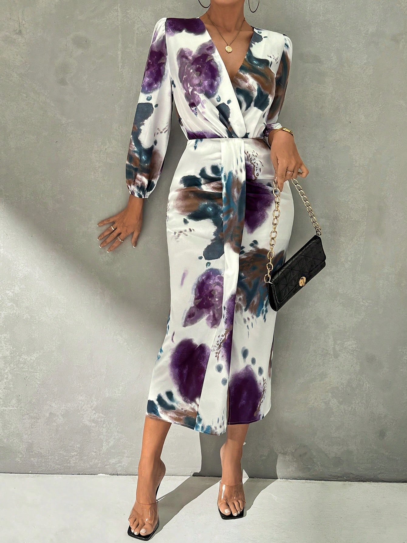 Komplet Tie Dye Bluzka Spódnica Ołówkowa Maxi Shein S 36