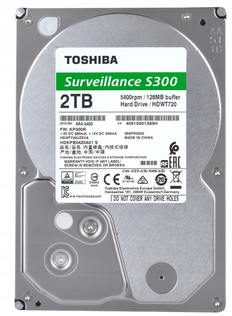 Pevný disk Toshiba S300 2TB Surveillance pro Cctv