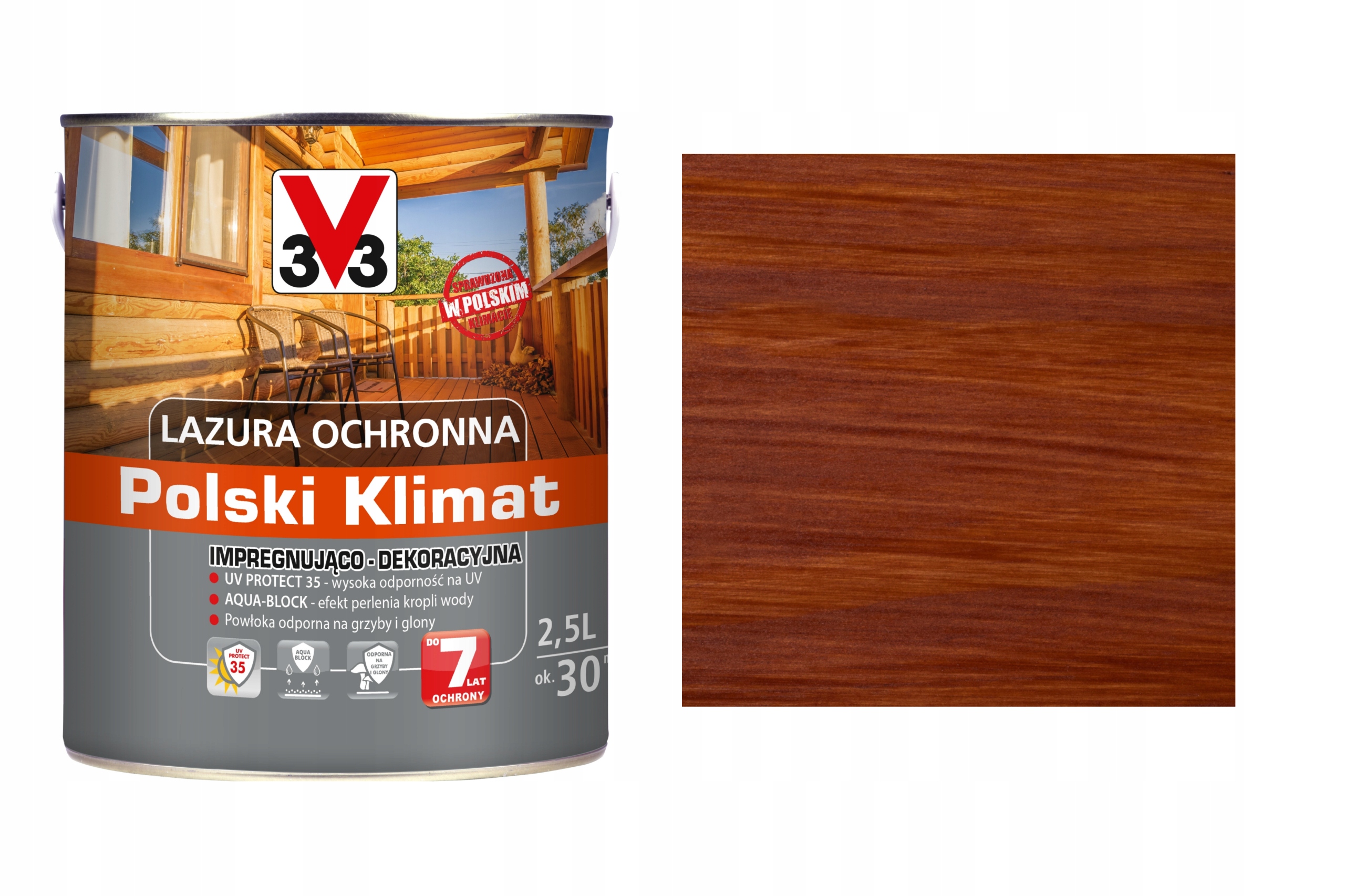 Lazura Uniwersalna rozpuszczalnikowa V33 Mahoń 2,5L