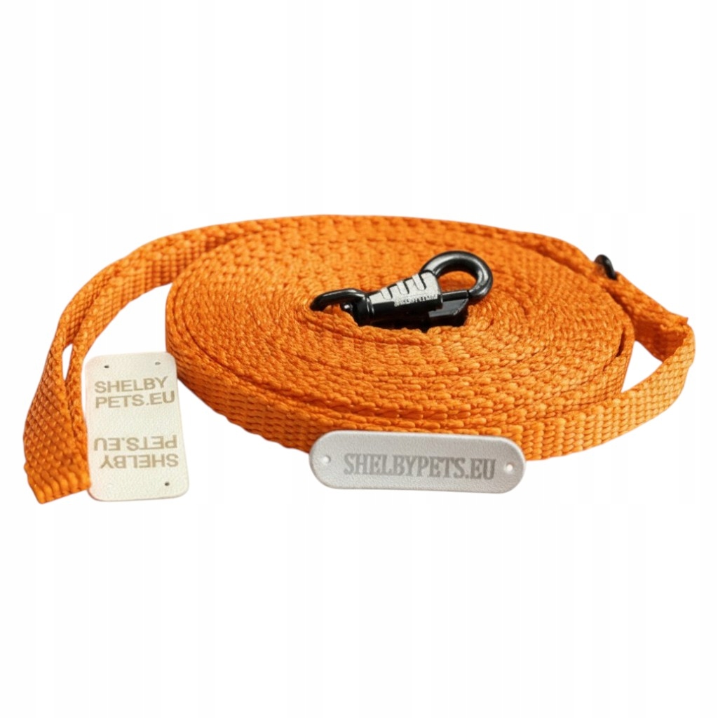 Levně Vodítko pro malého psa 10M 10MM oranžová lehká, pevná, látková ShelbyPets