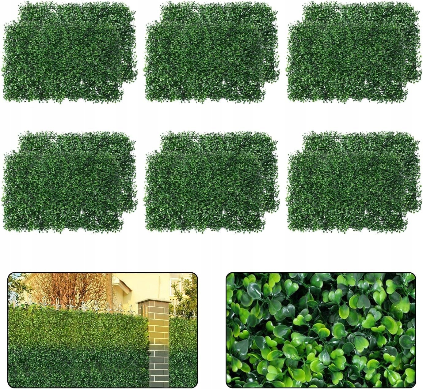 uyoyous umelé rastliny záhradný panel Uv 60x40 cm tmavozelený 12 ks