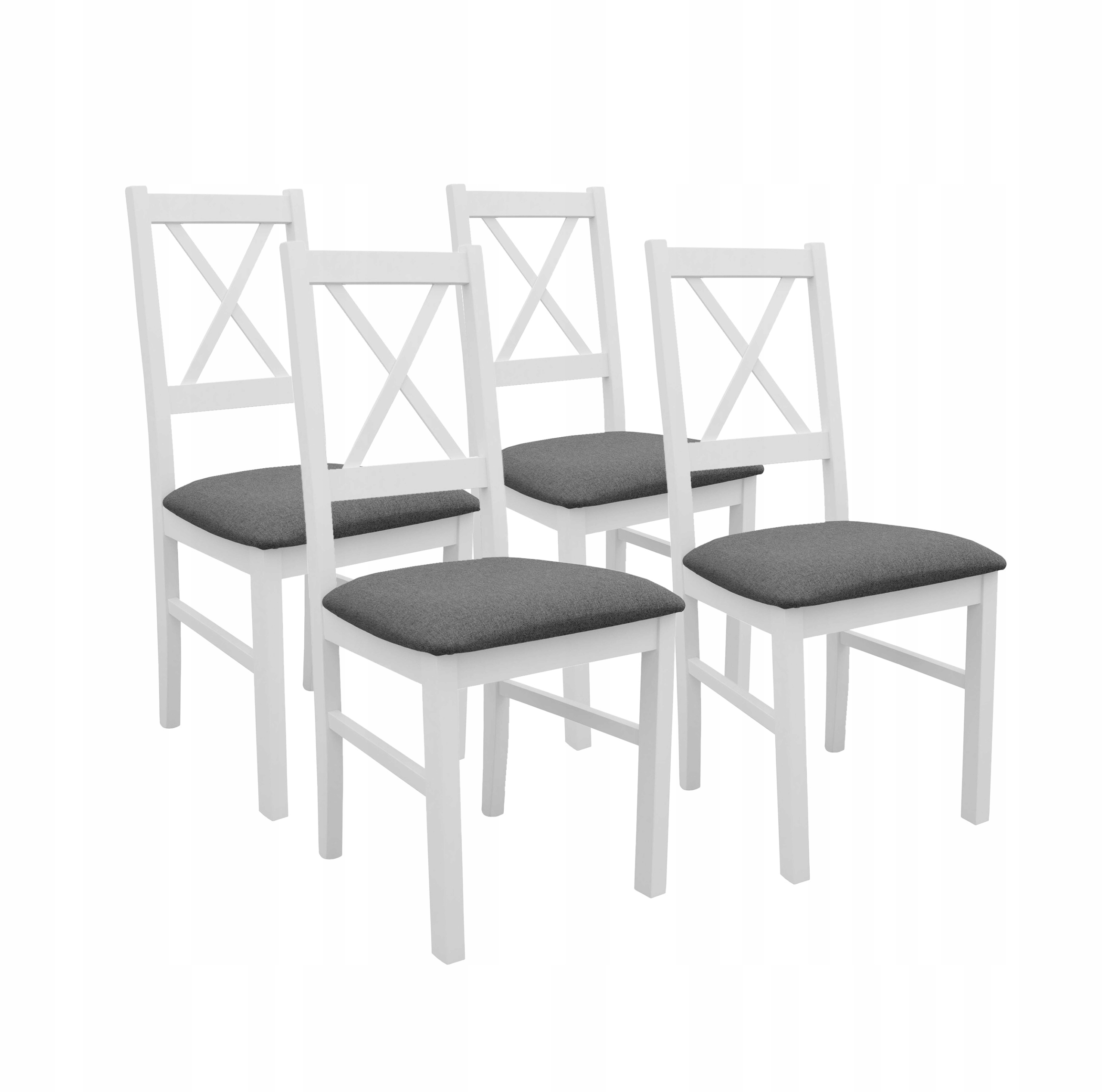 Sada 4 x Jídelní židle do obývacího pokoje do kuchyně dřevěná NIL10 Bílá/Grafit