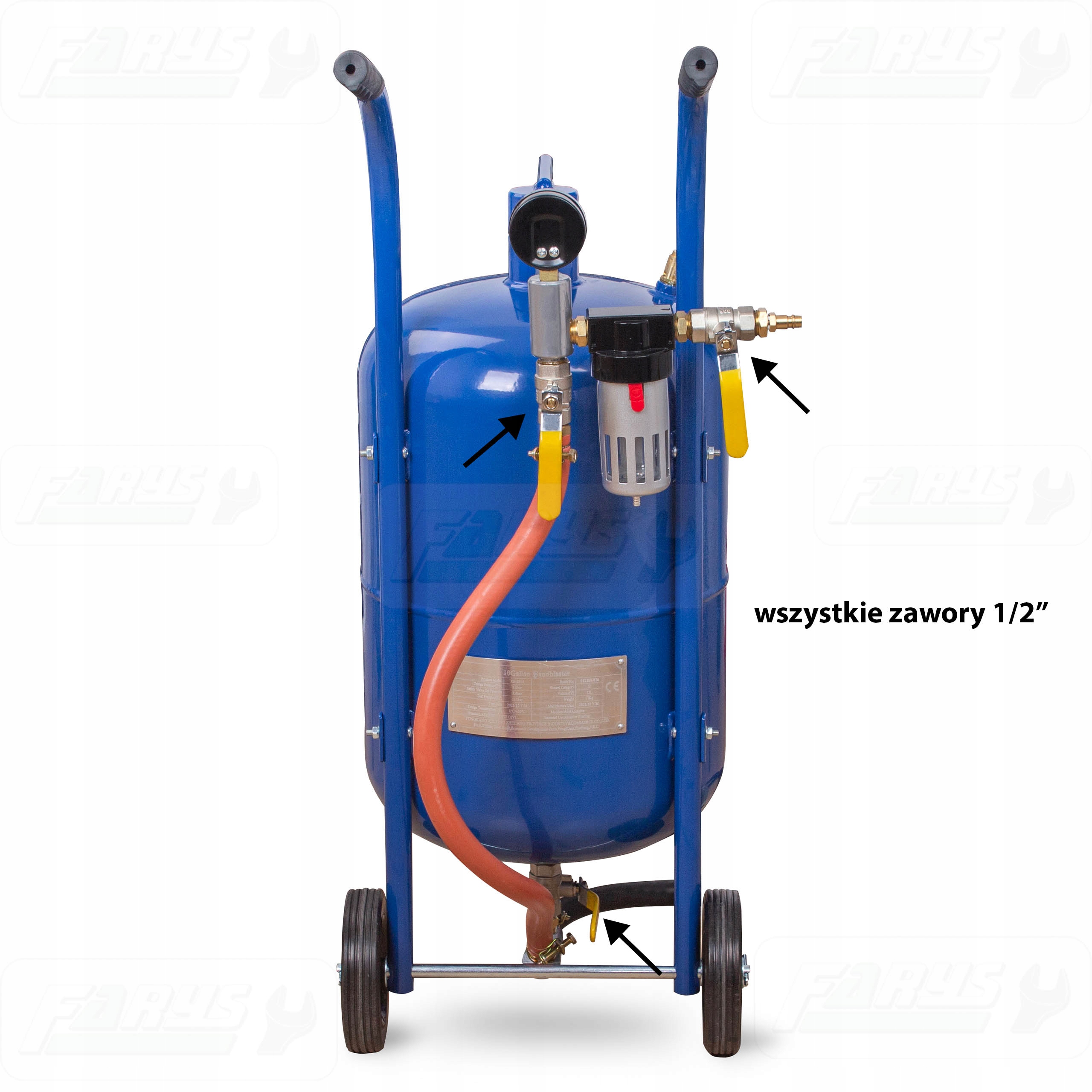 Zestaw do piaskowania: piaskarka 38l + ścierniwo piasek 25kg Pojemność 38 l