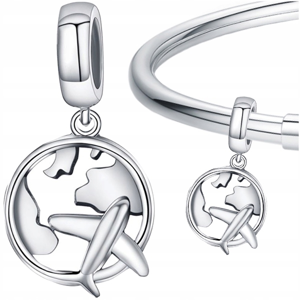 

Charms srebro 925 Samolot Świat koralik zawieszka
