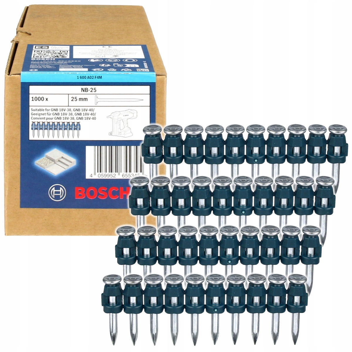Gwoździe do betonu 25mm NB-25 Bosch 1000 sztuk do osadzaka Gnb 18V-38