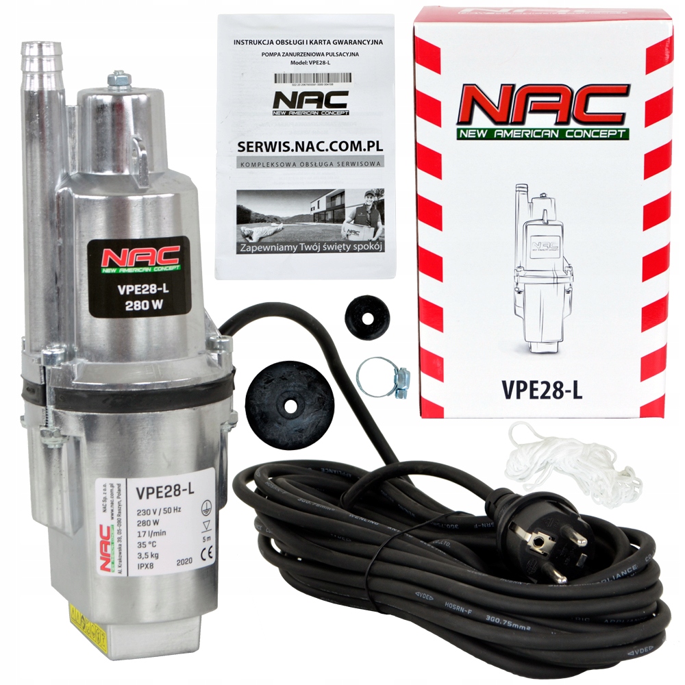 Pompa Głębinowa Pulsacyjna Nac Vpe 28-L 280 W Średnica 10 CM 1020 Litr/h