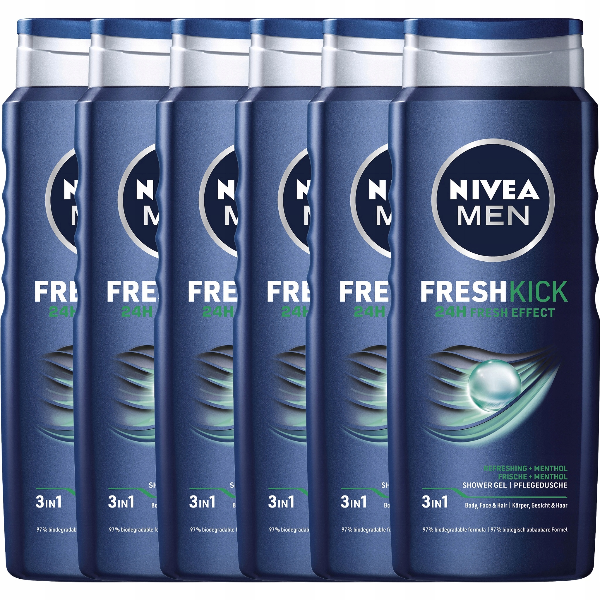 2X Nivea Sprchový gel pro muže Fresh Kick 6*500 ml