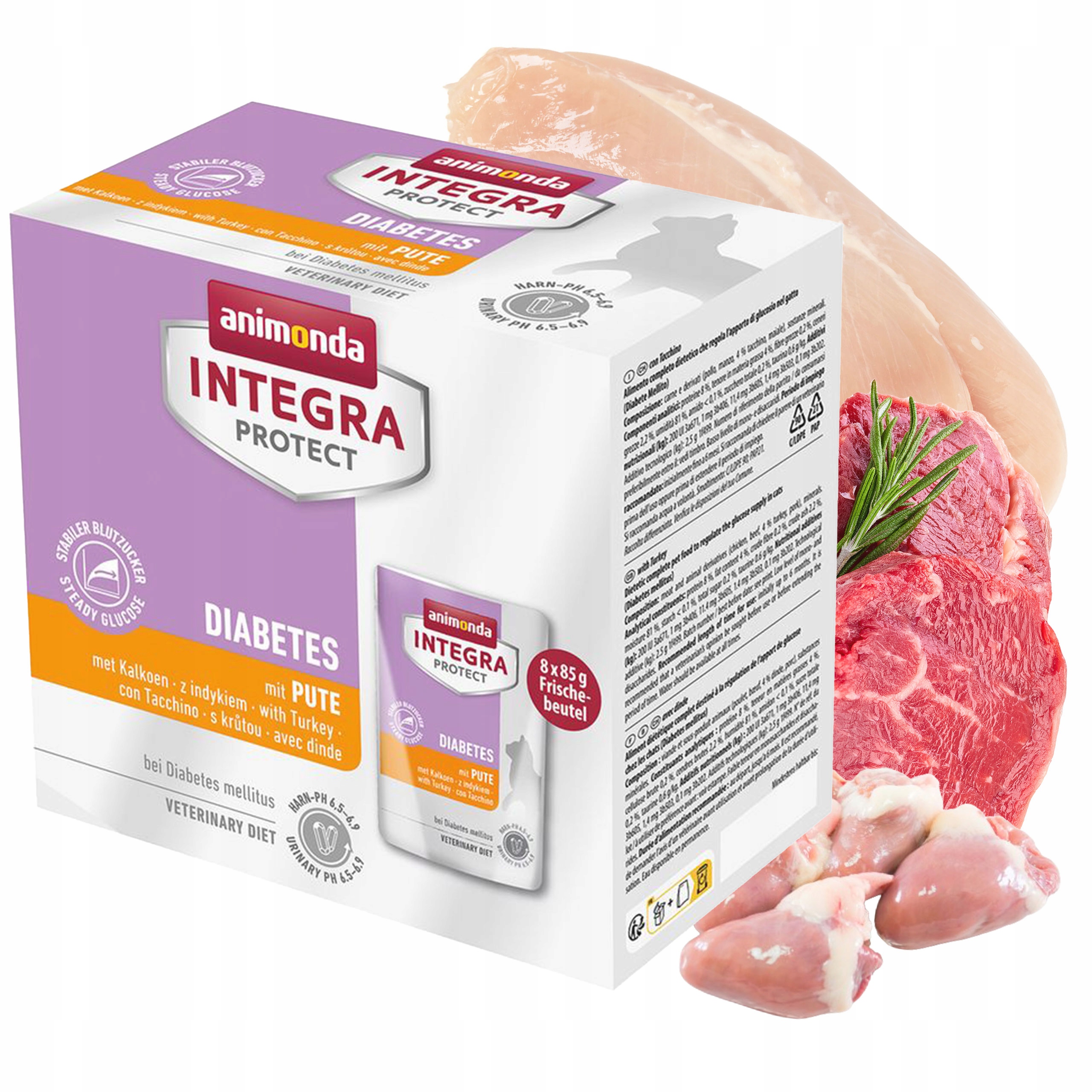 Animonda Integra Protect Diabetes krmivo pro kočky Krůta 85 g 12 ks