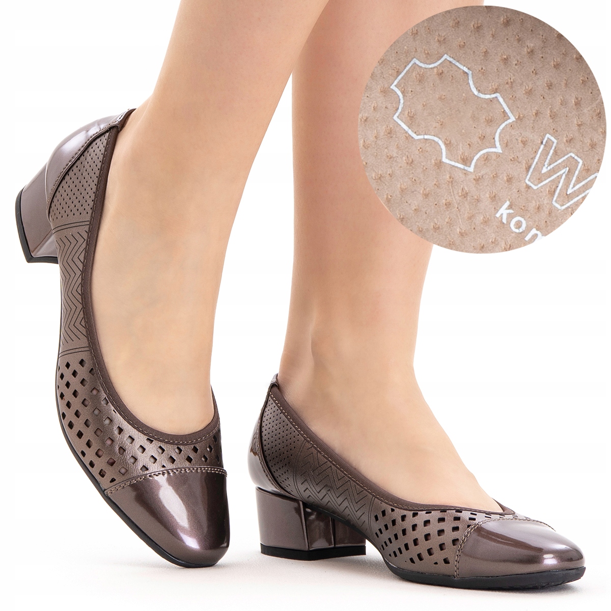 Boty na podpatku polobotky v.KŮŽE módní pohodlné lehké Wojtyłko 36