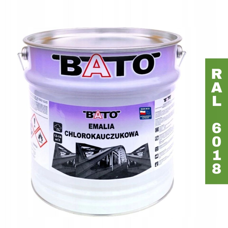 Chlorokaučukový smalt Barva na kov Bato Ral 6018 Zelená 10L
