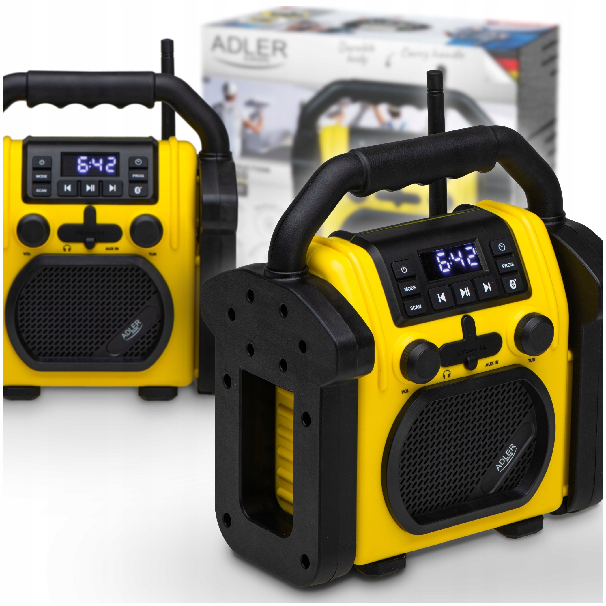 Stavební rádio Bluetooth 10W IPX54 Napájení Ze Sítě Baterie Aux