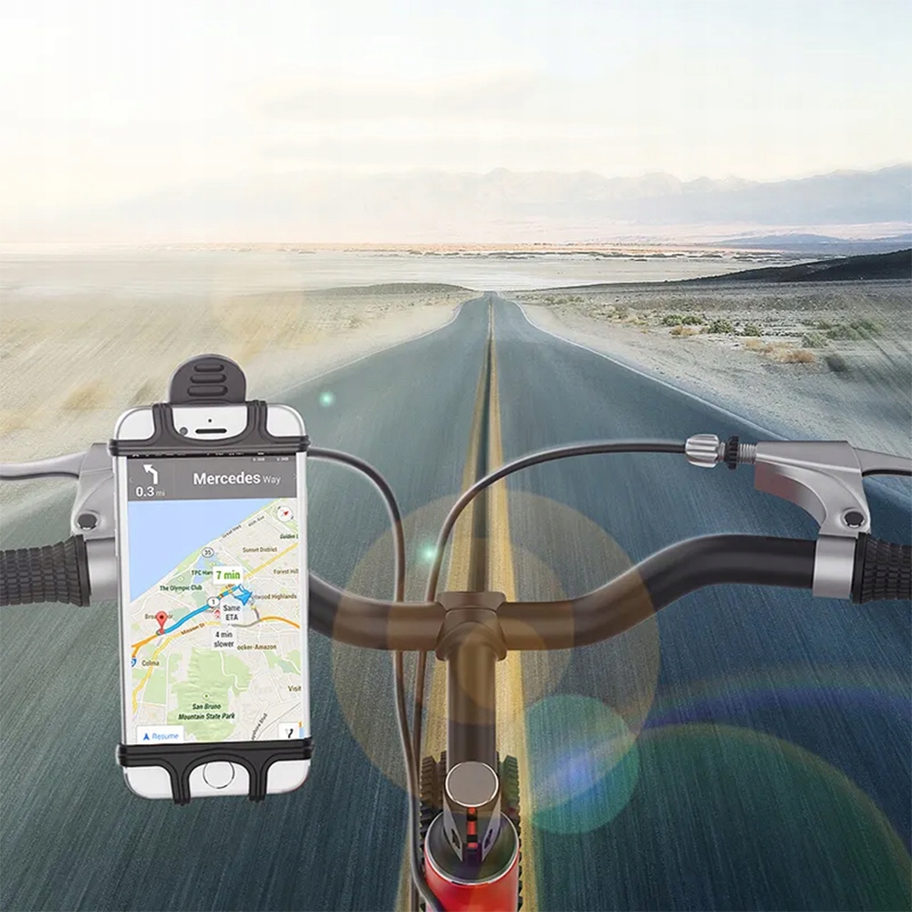 SZTYWNY GUMOWY UCHWYT ROWEROWY NA KIEROWNICĘ TELEFON SMARTFON OBROTOWY 360° Model FLEX