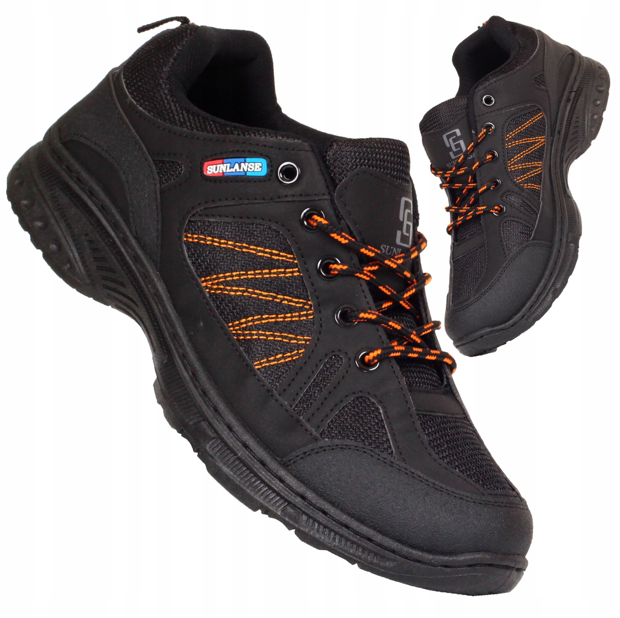 BUTY MĘSKIE DO PRACY SZYTE TREKINGOWE SPORTOWE WIĄZANE Model Buty robocze trapery czarne