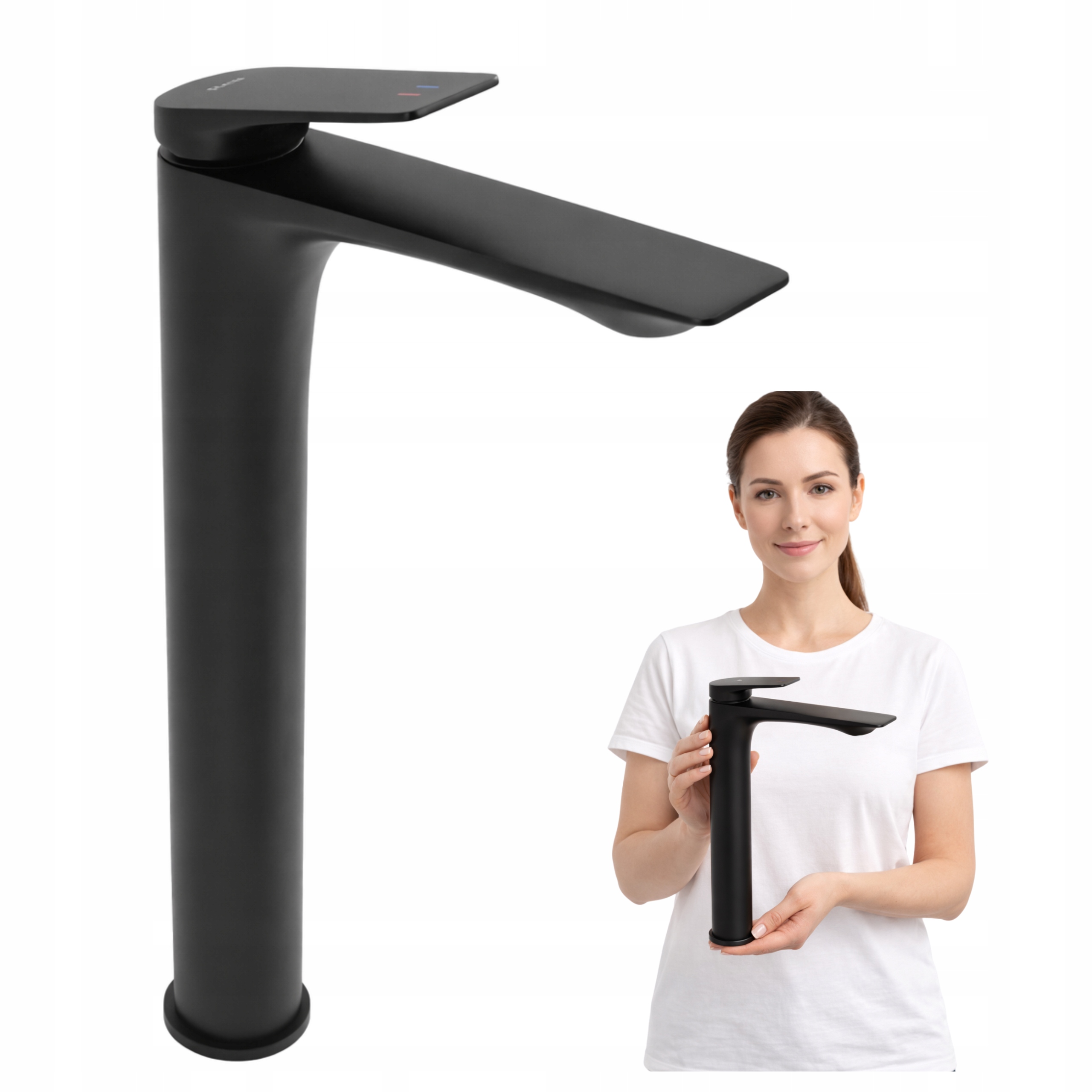 Umyvadlová baterie Rea Avalon Vysoká Černá Matná Pevná