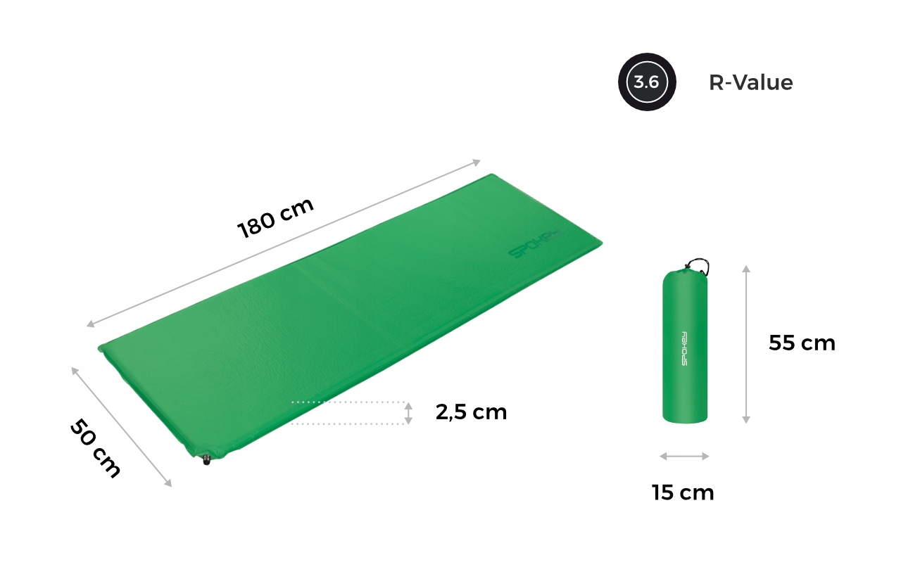 Mata samopompująca Spokey SAVORY R-Value 3.6 Długość 180 cm
