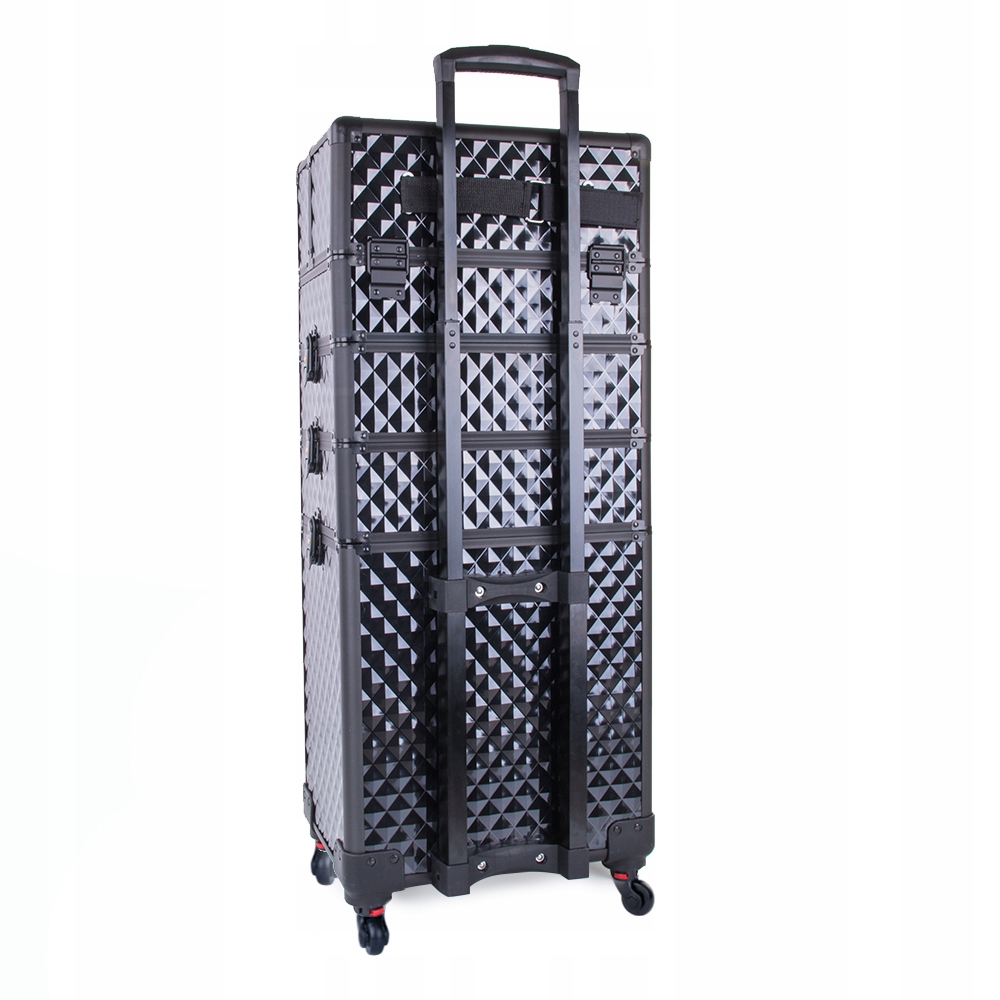 KUFEREK KOSMETYCZNY WIELKI XXXL 4W1 NA KÓŁKACH DIAMOND 3D CZARNY Głębokość produktu 25 cm