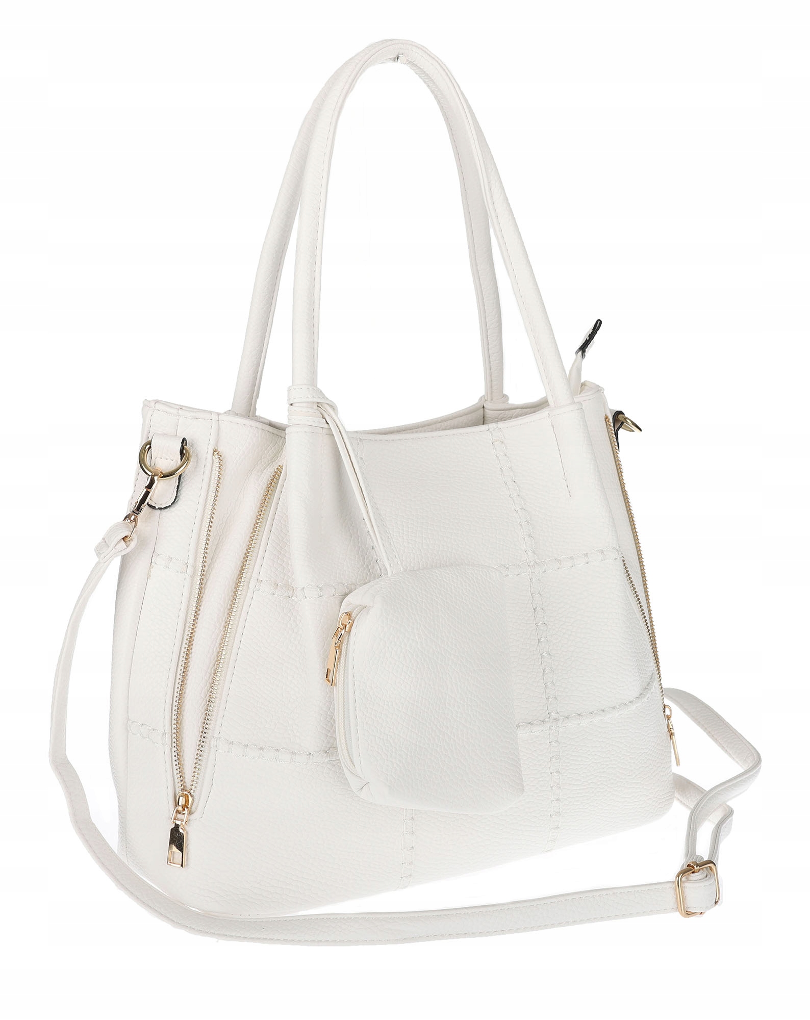 Torebka Damska Shopperka Pojemna Duża Modna Torba kuferek LH6022 Biała