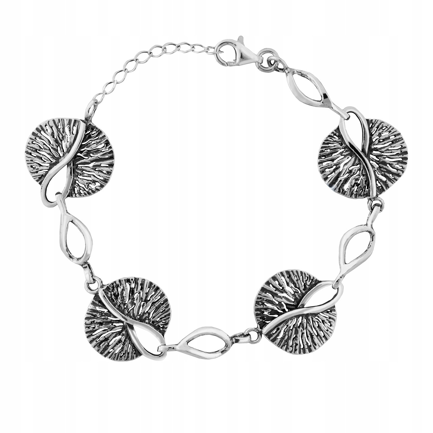 Stříbrný náramek s oxidovaným Stříbro 925 Krásná ažurová