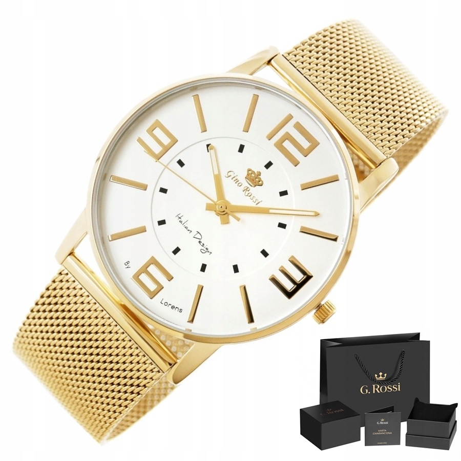 

Zegarek Damski Gino Rossi Duża Tarcza + Mesh + Box